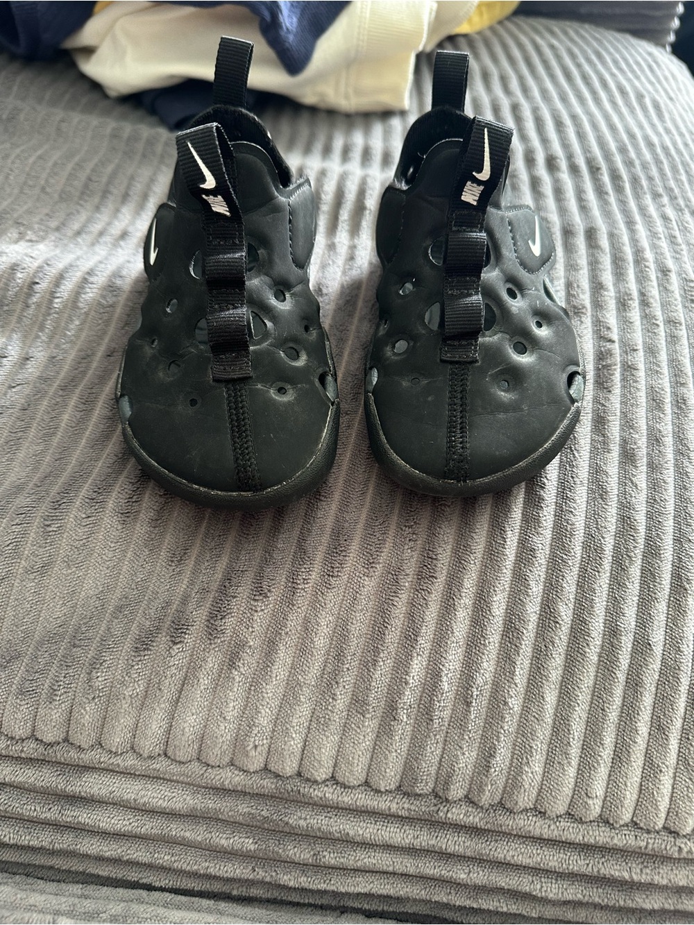 Nike Kids Black Slip-On Water Shoes with White Swoosh